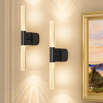 16in Battery Operated Wall Lamp in Black with dimmable CCT lighting and remote control – HUDYOGY