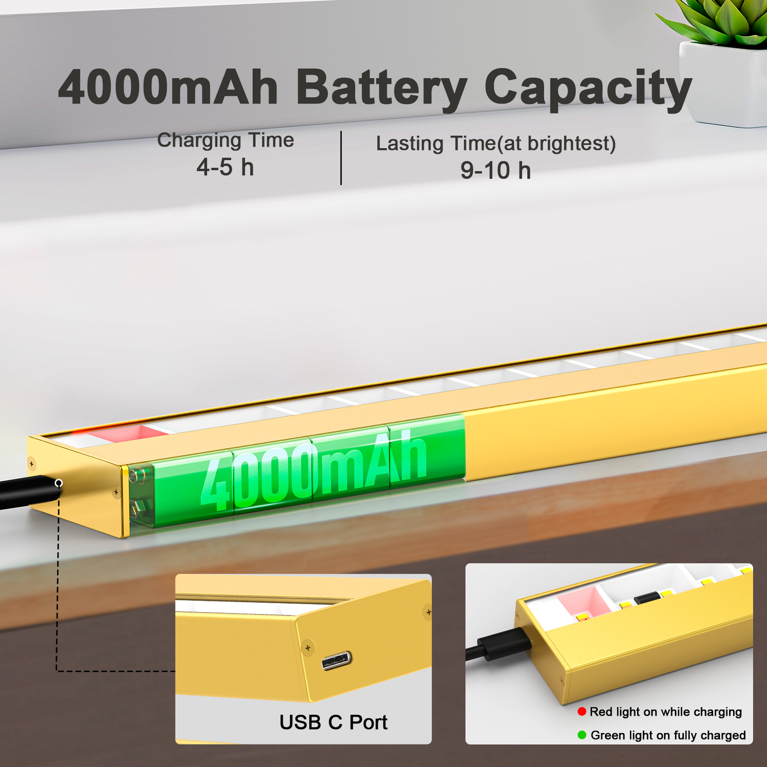 HUDYOGY Picture Light Battery Operated, 16in Wireless Art Light for Paintings CCT Dimmable Recharging Battery Picture Light with Remote Control for Gallery Dartboard Art Bedroom Bathroom Gold OR Black