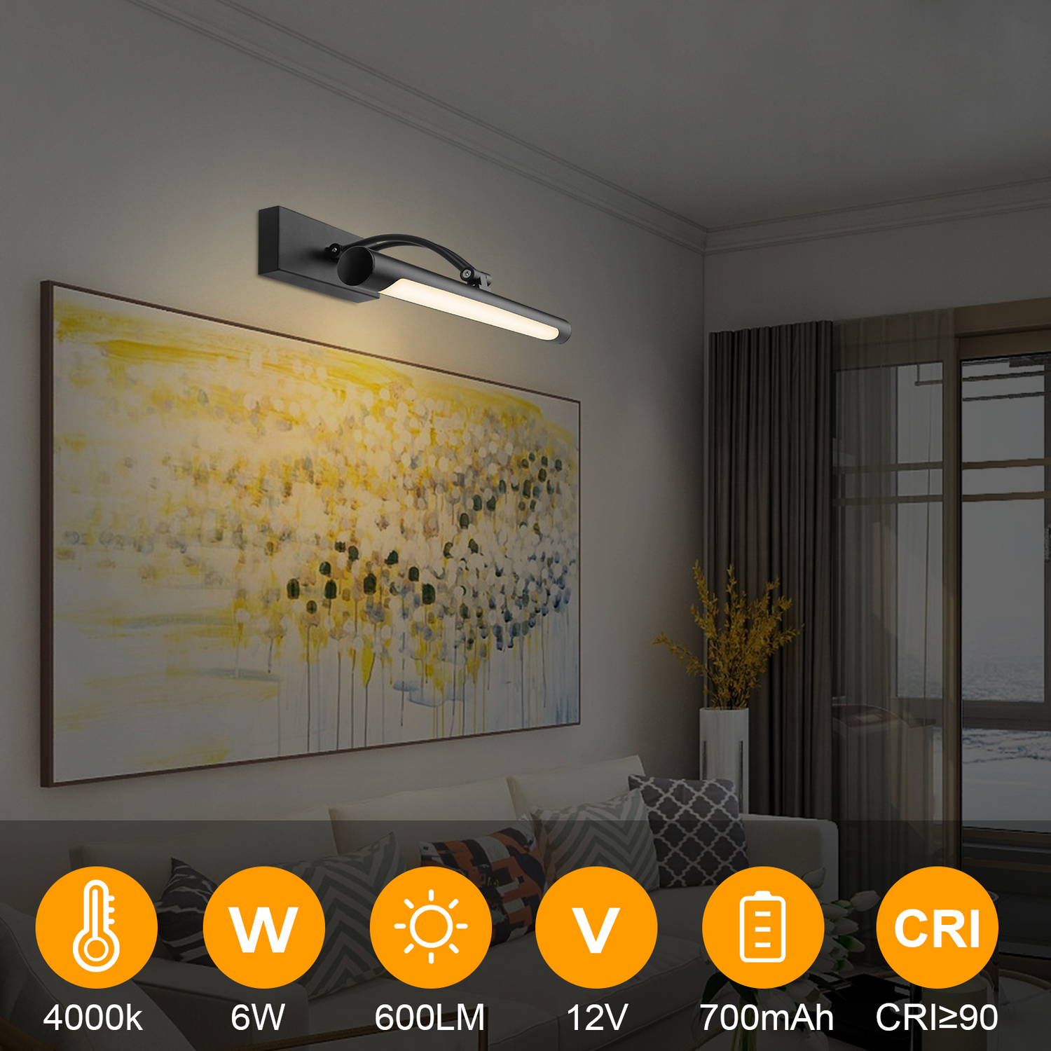 Hardwired Picture Light for Wall Black, 36cm Night Light LED Wall Sconces for Pictures,Dart Board Lights Wall Lights for Dartboard Mirror Frame Gallery