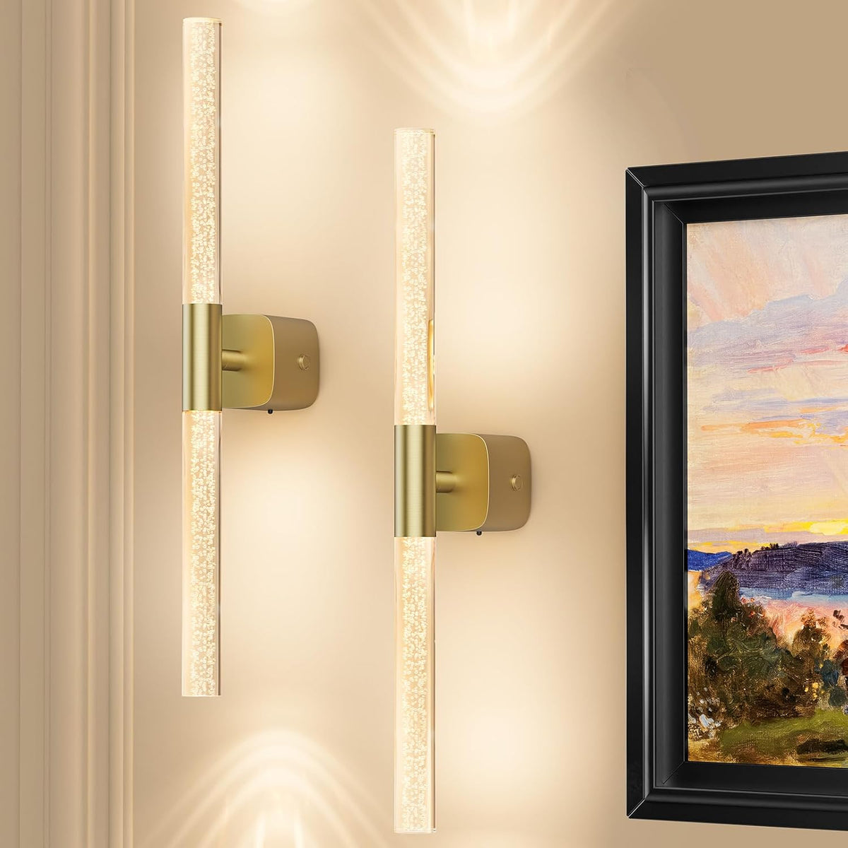24in Rechargeable Wall Light in Brushed Gold with dimmable CCT lighting and remote control – HUDYOGY