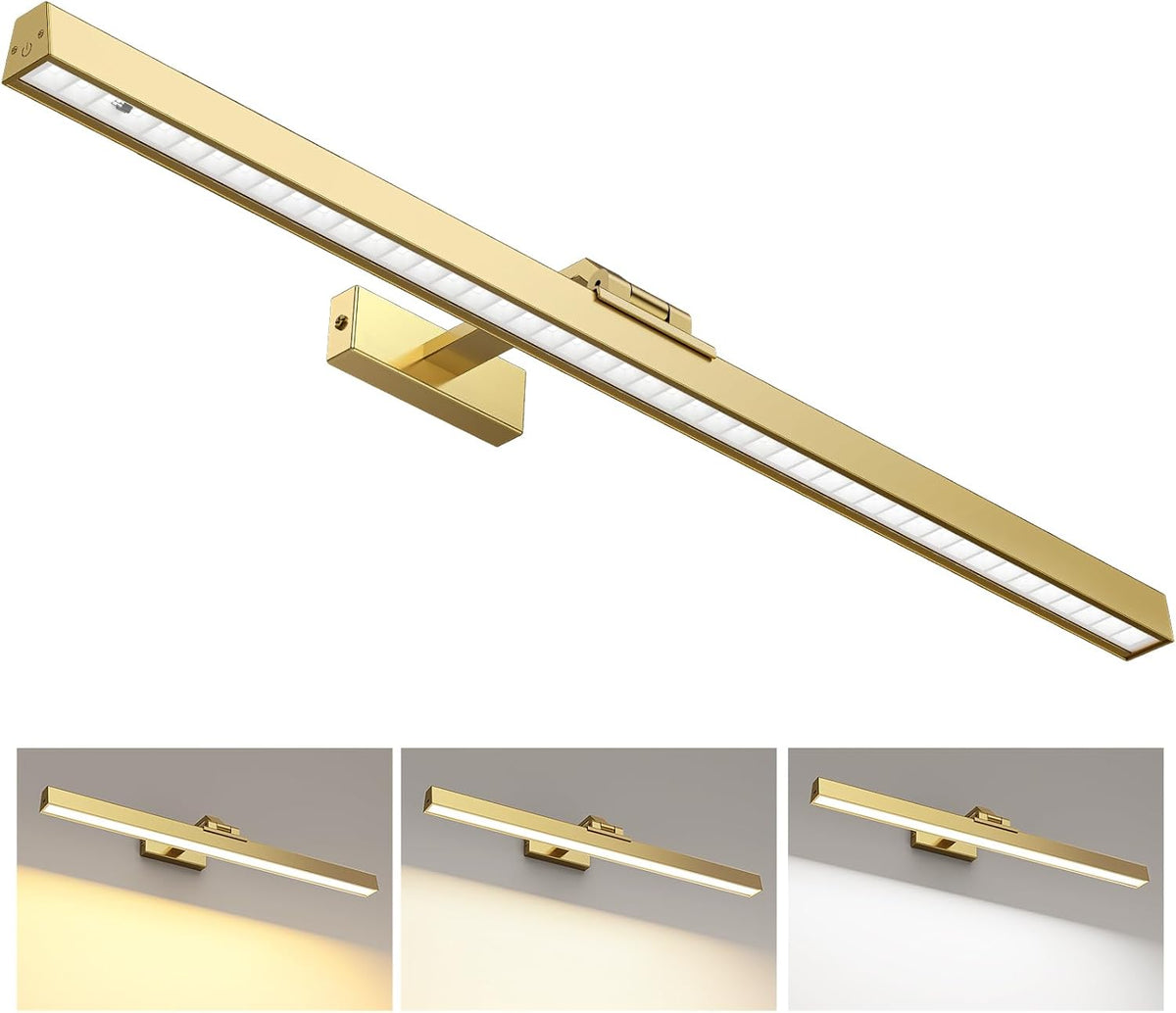 24in Wireless Wall Lamp in Brushed Gold with dimmable CCT lighting and remote control – HUDYOGY