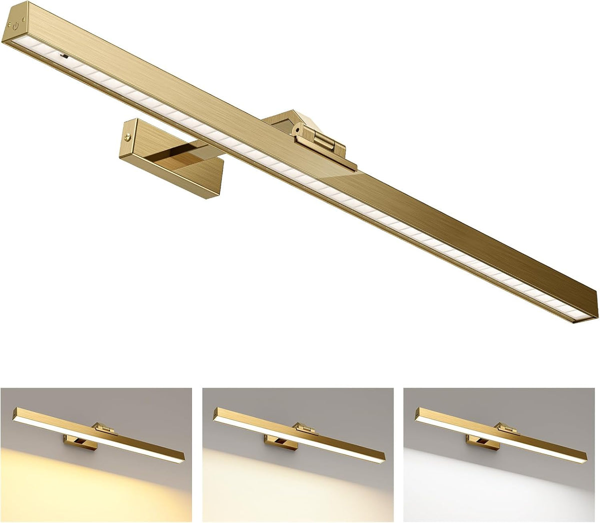 24in Rechargeable Wall Light in Brass with dimmable CCT lighting and remote control – HUDYOGY