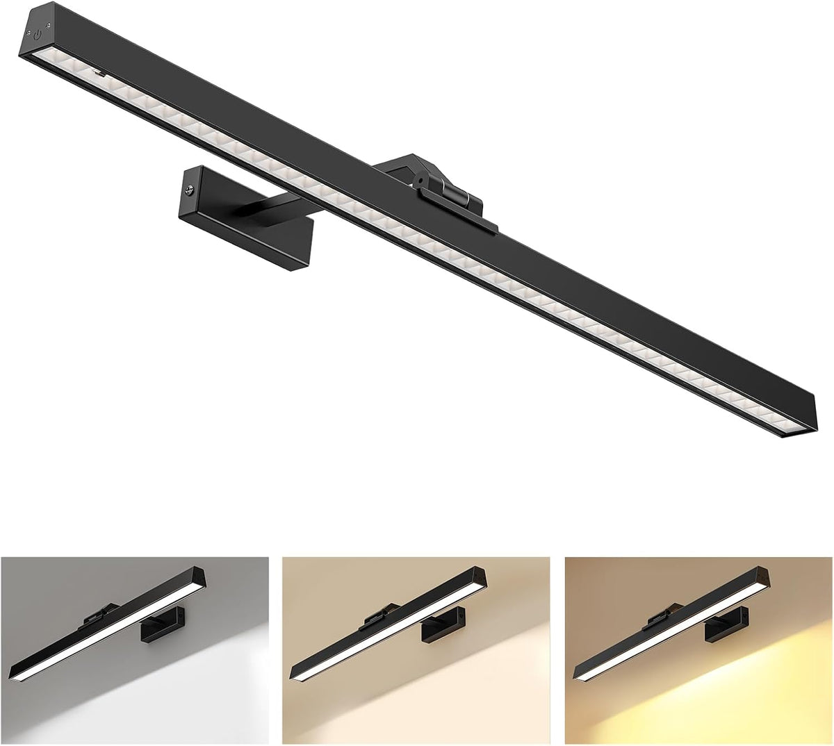 24in Wireless Picture Light in Black with dimmable CCT lighting and remote control – HUDYOGY