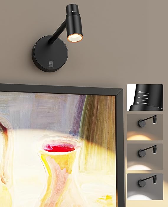 Zoomable Picture Light for Wall, Battery Operated Art Light for Paintings CCT Dimmable Spotlight for Wall Art Wall Light with Remote Control for Living Room Gallery Dartboard Bathroom