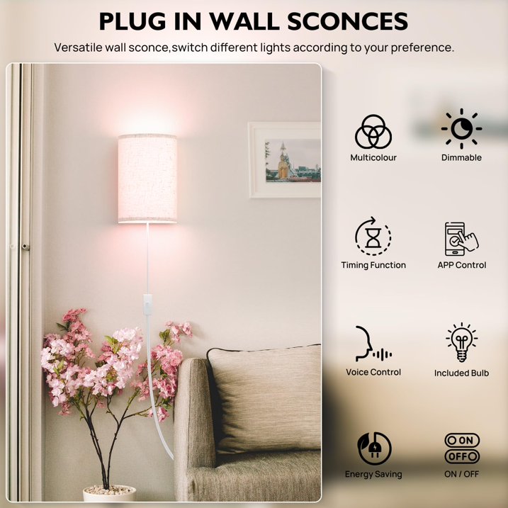 Plug-in Wall Light with RGB color changing and dimmable lighting – HUDYOGY, image 2