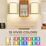 Rechargeable Cream Fabric Wall Light, either side of a mantel mirror – HUDYOGY