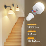 Rechargeable Wall Light in Black, on a staircase wall, 18-50 hours – HUDYOGY