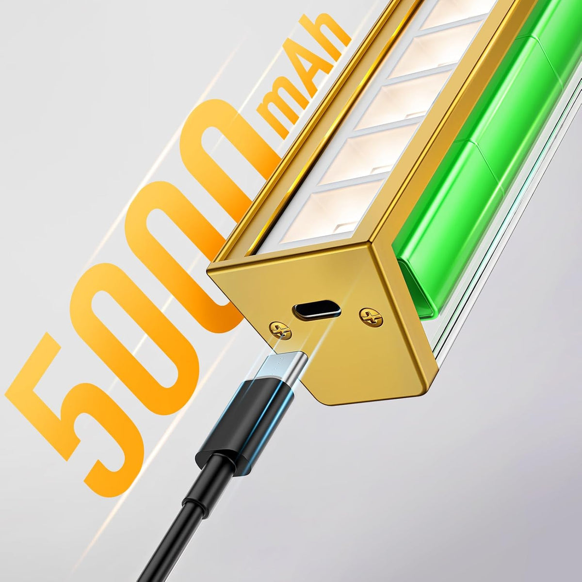 16in Rechargeable Art Light in Gold, charging port and 5000mAh battery – HUDYOGY