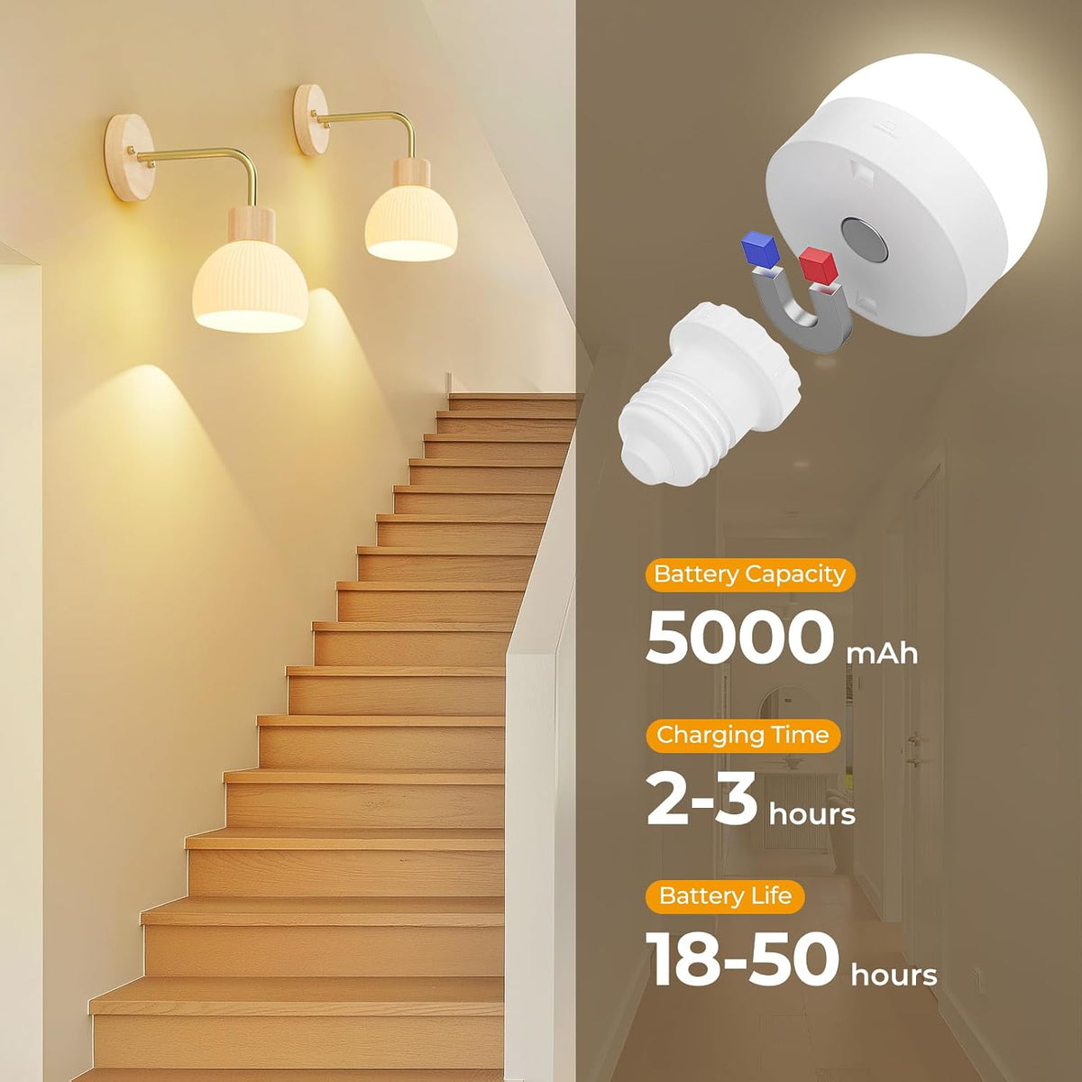 Rechargeable Wall Sconce in Glass with RGB color changing and dimmable lighting – HUDYOGY, image 4