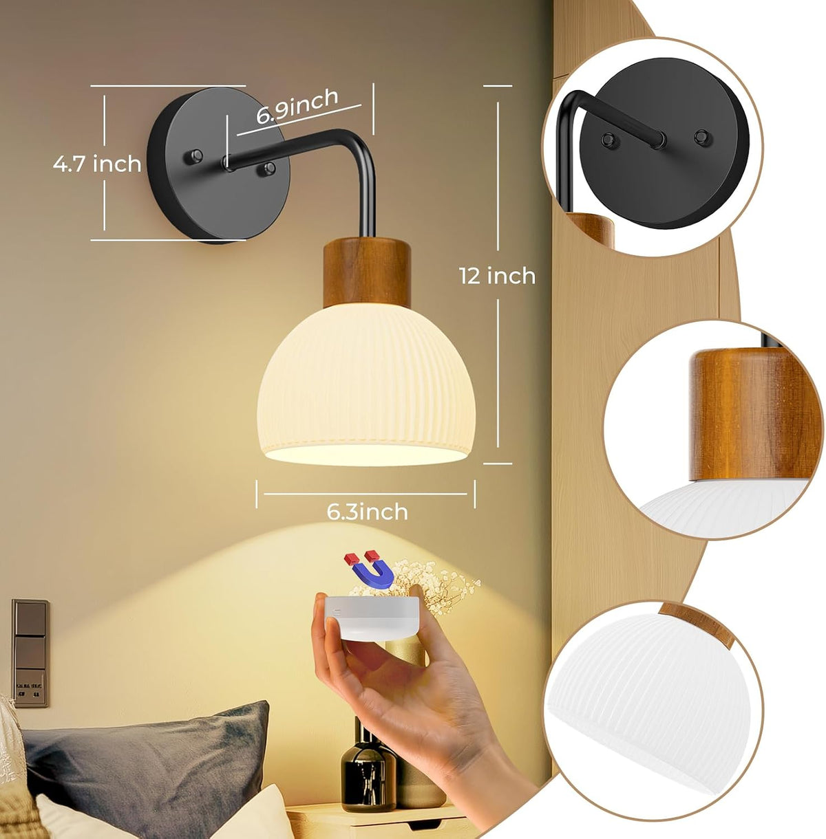 Rechargeable Wall Light in Black – HUDYOGY, image 5
