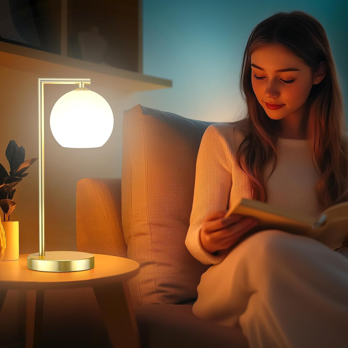 Wireless Table Lamp in Frosted Glass with RGB color changing and CCT lighting – HUDYOGY, image 6