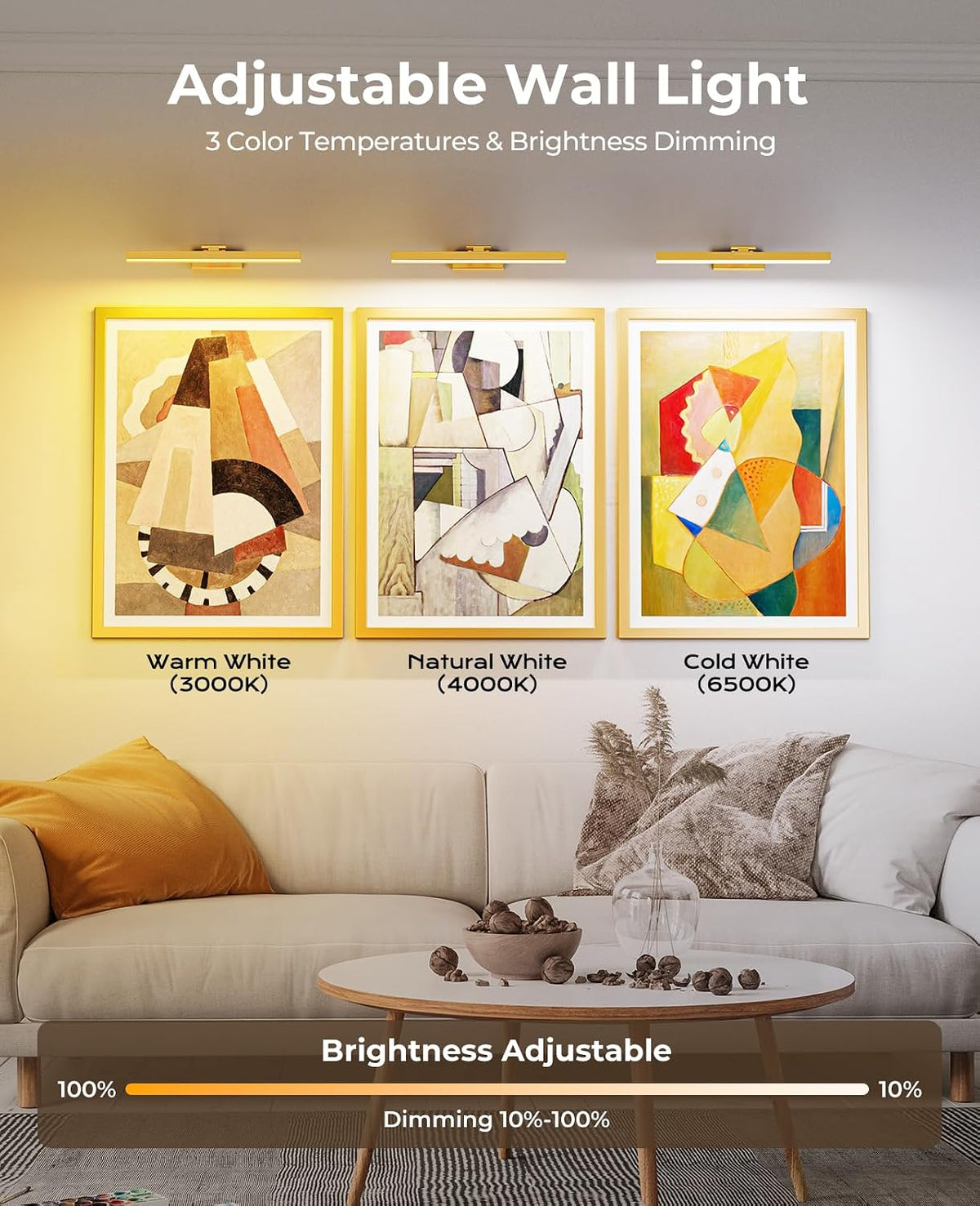 16in Rechargeable Picture Light in Gold with dimmable CCT lighting and remote control – HUDYOGY, image 6