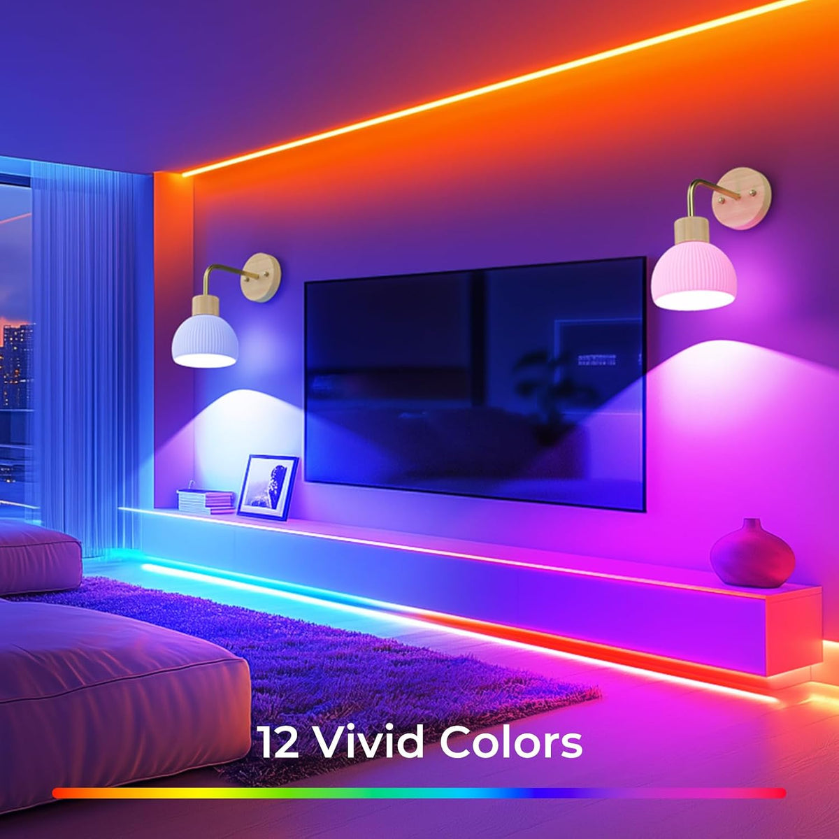 Rechargeable Wall Sconce in Glass with RGB color changing and dimmable lighting – HUDYOGY, image 7