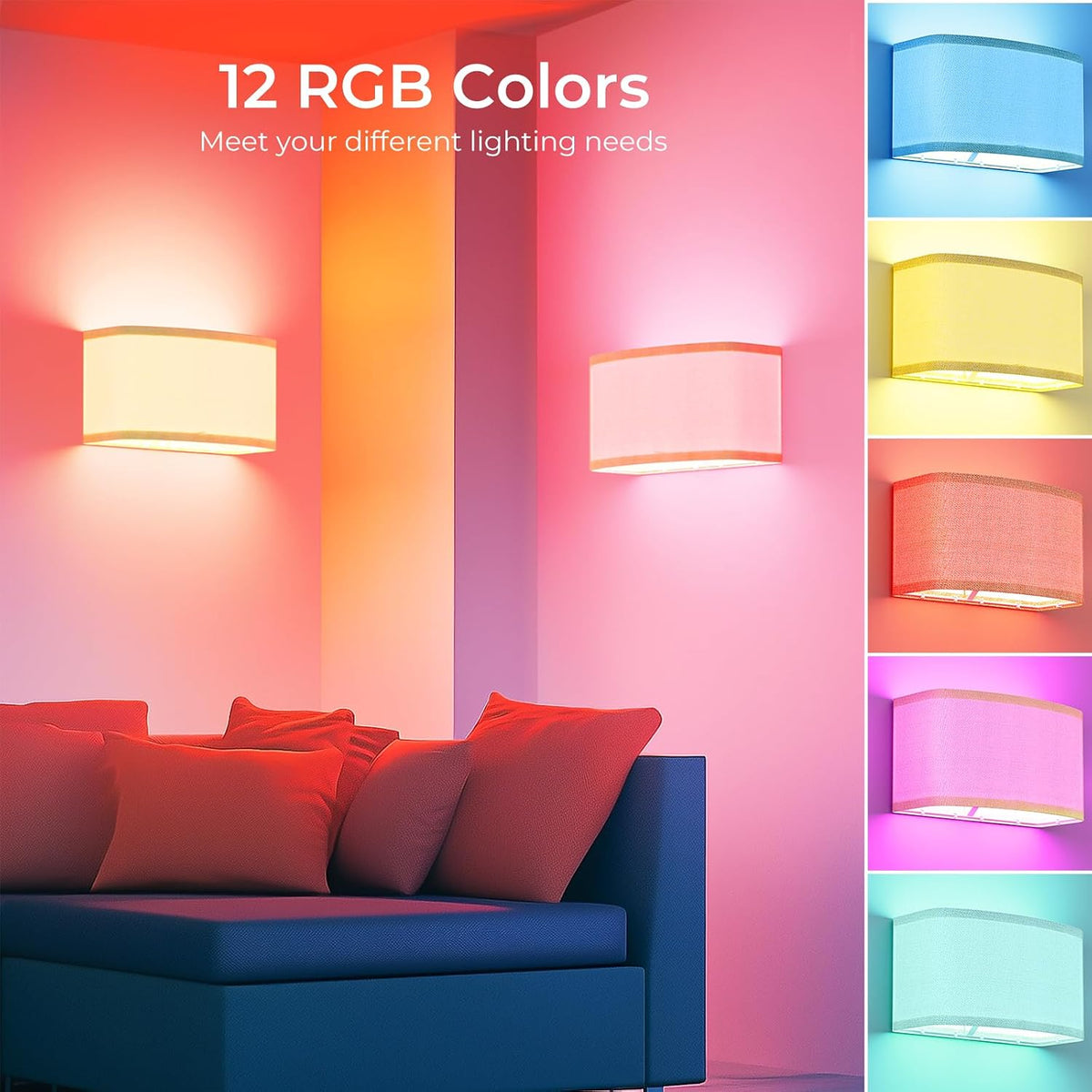 Battery Operated Wall Sconce with RGB color changing and remote control – HUDYOGY, image 7