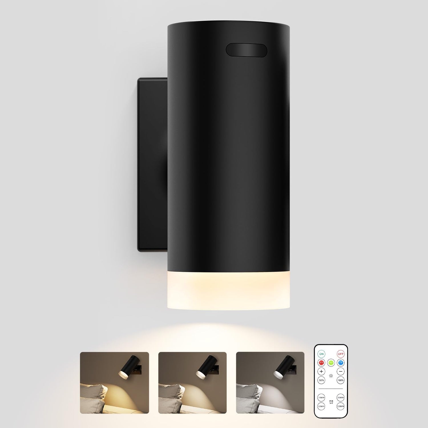 LED Wall Sconces, Battery Wall Sconces Set of Two with Rechargeable Battery Operated 12RGB and 3CCT Dimmable Wireless Magnetic Lights, for Bedroom Bedside Reading Living Room Picture