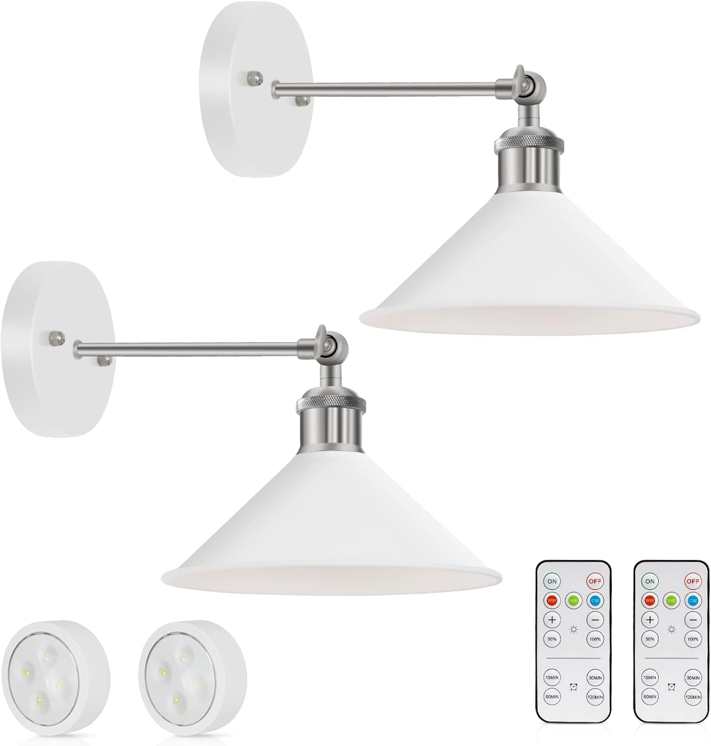 Black Battery Operated Wall Lights Set of 2 with Remote,Wireless Industrial Vintage LED Wall Sconce Lighting,Retro Rustic Wall Light Indoor for Bedroom Farmhouse Hallway Gallery Indoor [Energy Class E]