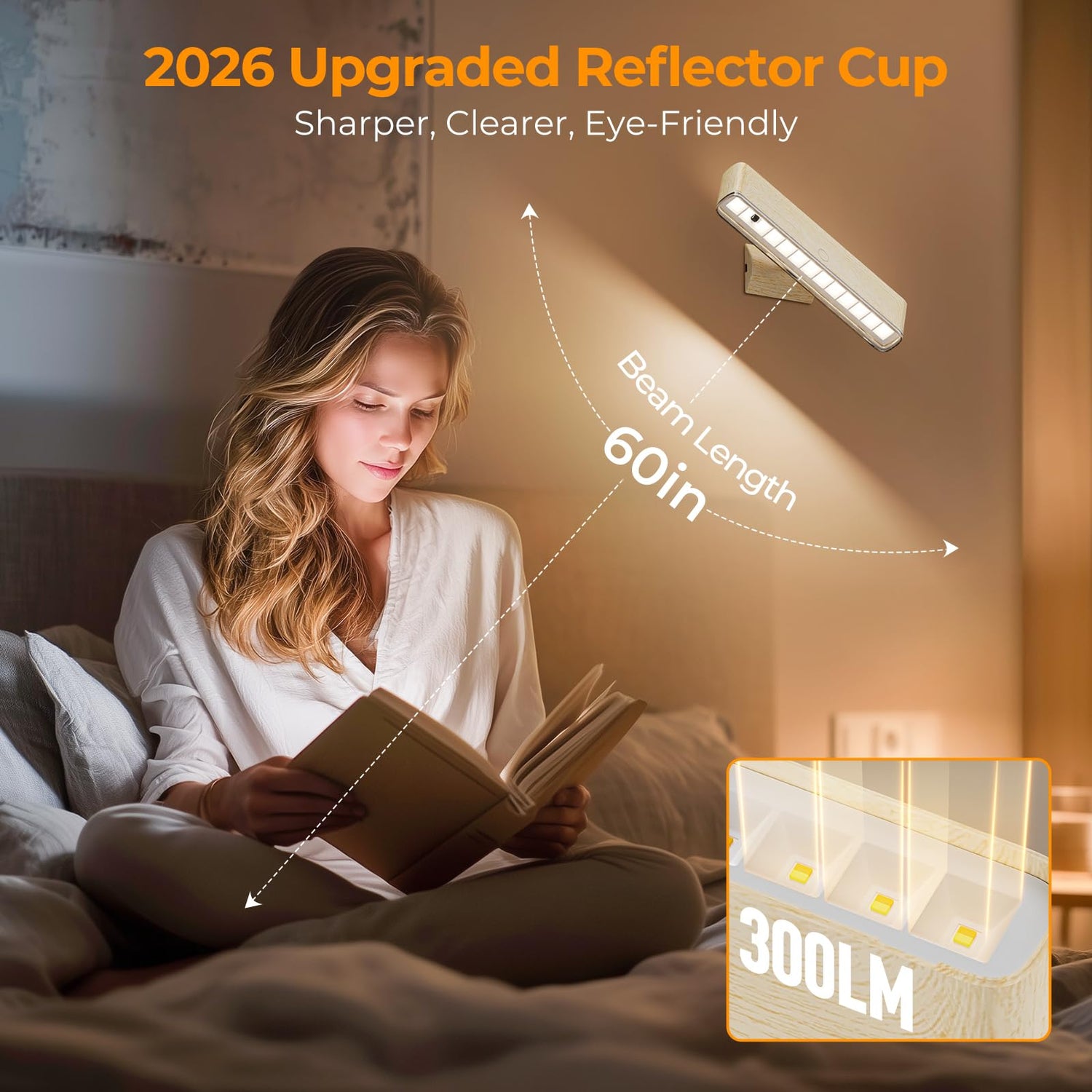 Magnetic Wireless Battery Operated Wall Sconce, Rechargeable Remote Control & Touch Control Wall Sconces Set of Two, 3-Color Temperatures LED Wall Lights, 360° Rotatable (Beech, 2-Pack)