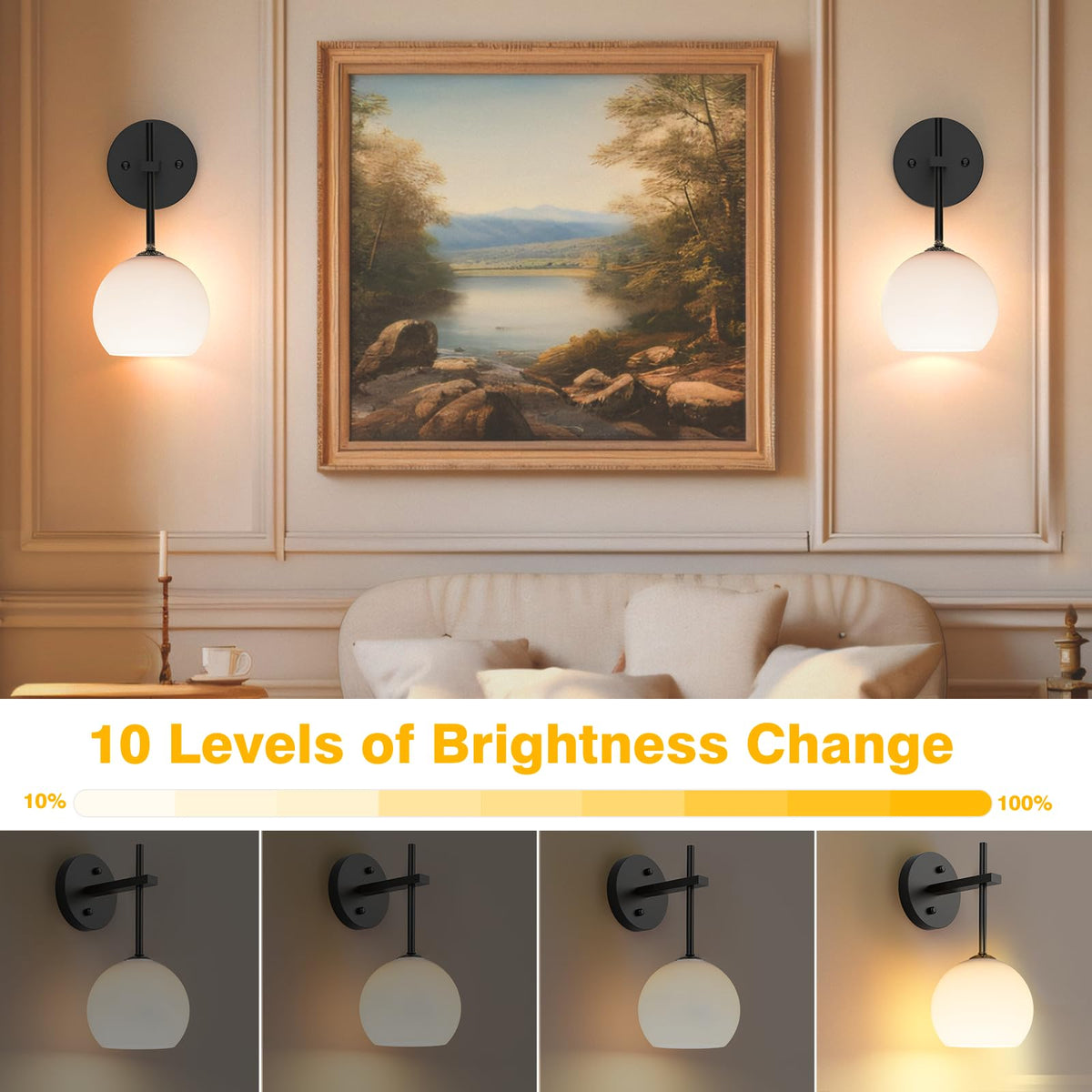 Rechargeable Frosted Glass Wall Sconce with RGB and CCT lighting – HUDYOGY, image 5