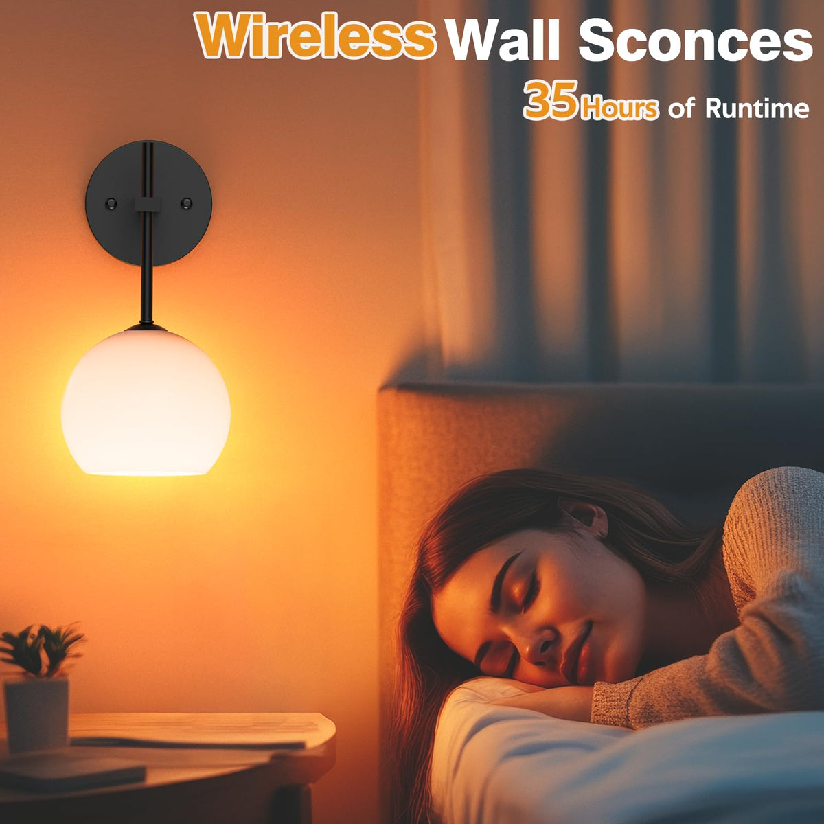 Rechargeable Frosted Glass Wall Sconce with RGB and CCT lighting – HUDYOGY, image 6