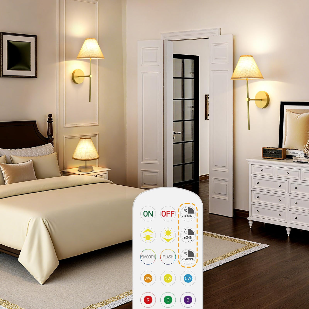 Rechargeable Wall Sconce with RGB color changing and dimmable lighting – HUDYOGY, image 7