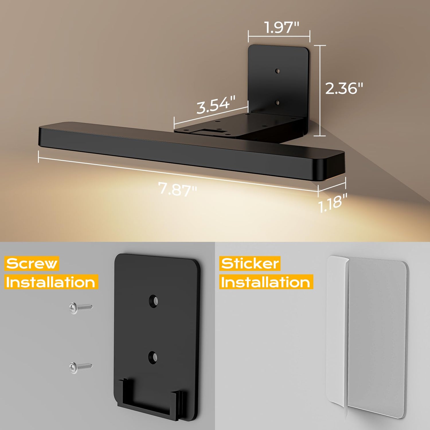 Picture Light for Wall, Battery Operated Wall Lights 2 Pack, Cordless Dart Board Lights with Remote, Rechargeable LED Sconces for Frames Mirror Museum Display Artwork Library Black [Energy Class A]